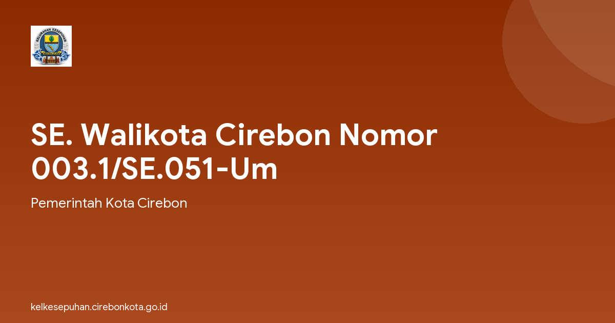 SE. Walikota Cirebon Nomor 003.1/SE.051-Um